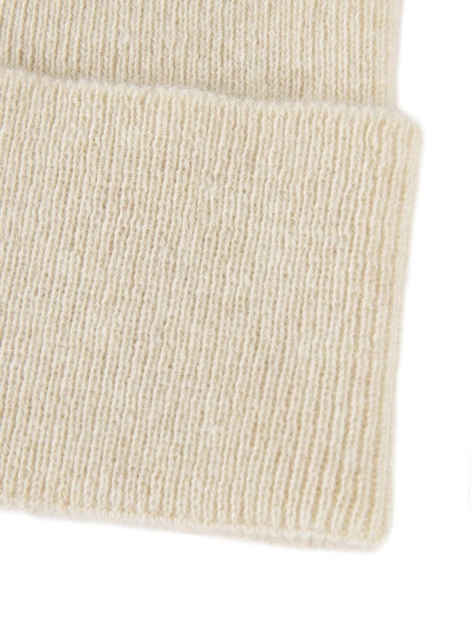 Lallier Unisex 100% Pure Cashmere Beanie, Ribbed Cuffed Hat Warm Soft with Gift Box for Women and Men (Cream White) - Image 4